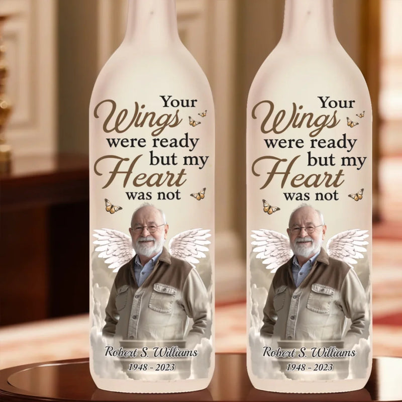Custom Photo Our Hearts Are Forever With You - Memorial Personalized Custom Bottle Lamp - Sympathy Gift For Family Members
