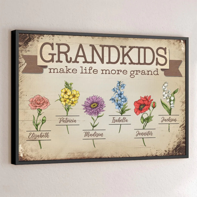 Made Grand By My Grandkids - Family Personalized Custom Horizontal Poster - Gift For Mom, Grandma