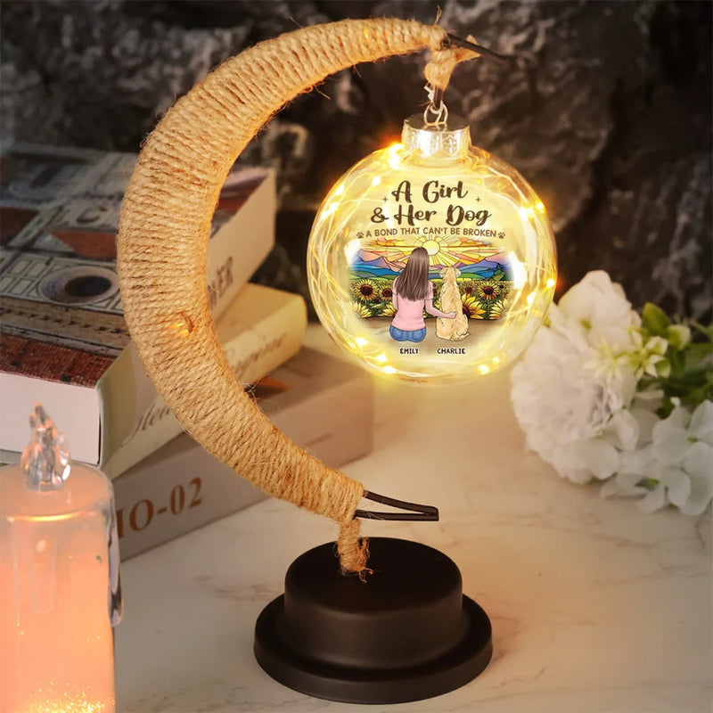 Our Bond Can't Be Broken - Dog & Cat Personalized Custom Moon Lamp Light - Gift For Pet Owners, Pet Lovers