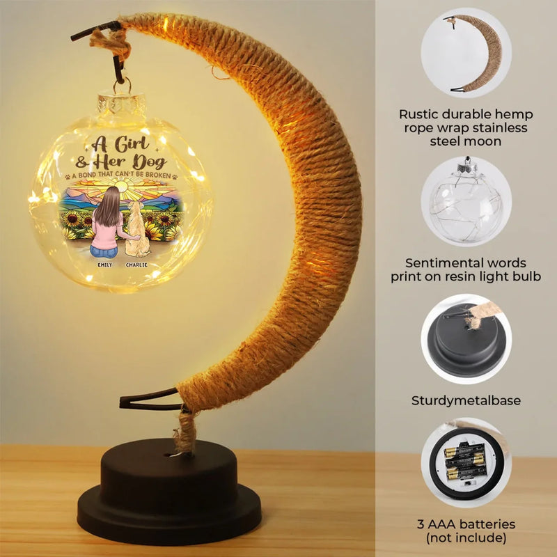 Our Bond Can't Be Broken - Dog & Cat Personalized Custom Moon Lamp Light - Gift For Pet Owners, Pet Lovers