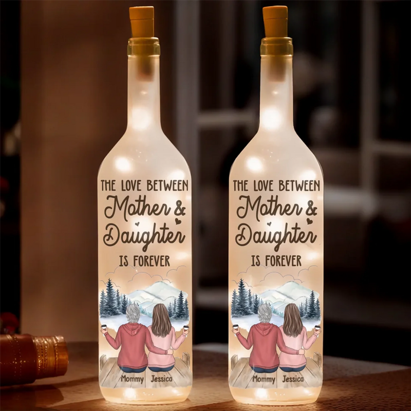 Never Forget That I Love You - Family Personalized Custom Bottle Lamp - Gift For Mom, Daughter