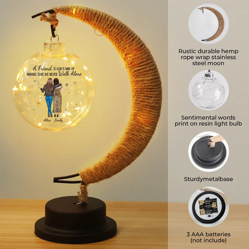 A Gift That Matches The Brightness Of Your Friendship - Bestie Personalized Custom Moon Lamp Light - Gift For Best Friends, BFF, Sisters