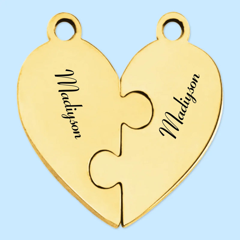 Real Friends Are Family - Bestie Personalized Custom Heart Puzzle Necklace - Gift For Best Friends, BFF, Sisters