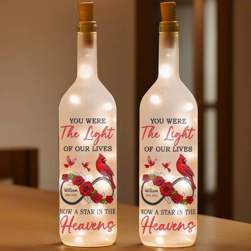 A Star In The Heavens - Memorial Personalized Custom Bottle Lamp - Sympathy Gift For Family Members