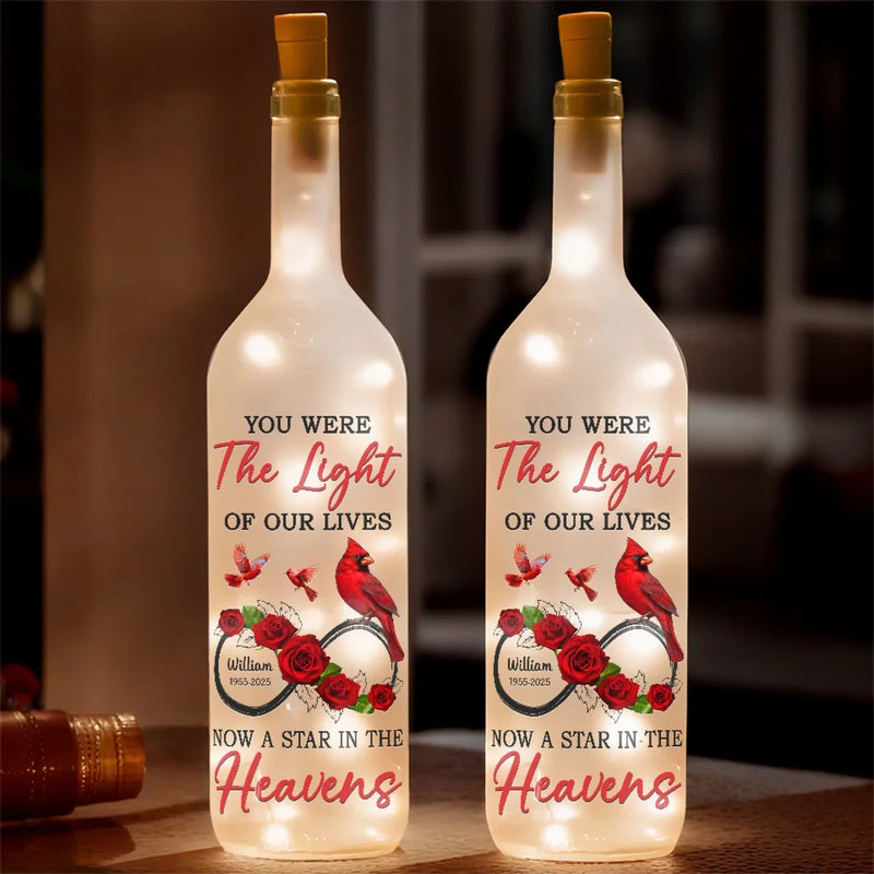 A Star In The Heavens - Memorial Personalized Custom Bottle Lamp - Sympathy Gift For Family Members