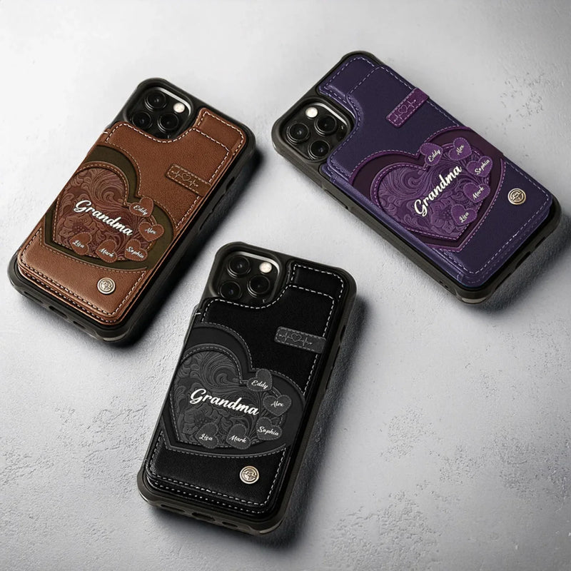 You Are The Heart Of Our Story - Family Personalized Custom Leather Flip Wallet Phone Case - Mother's Day Gift For Mom, Grandma