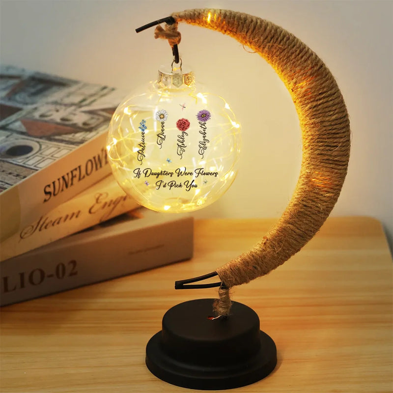 A Family’s Love Helps Every Girl Become A Flower - Family Personalized Custom Moon Lamp Light - Gift For Mom, Daughter