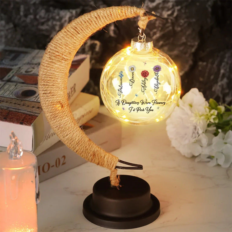 A Family’s Love Helps Every Girl Become A Flower - Family Personalized Custom Moon Lamp Light - Gift For Mom, Daughter