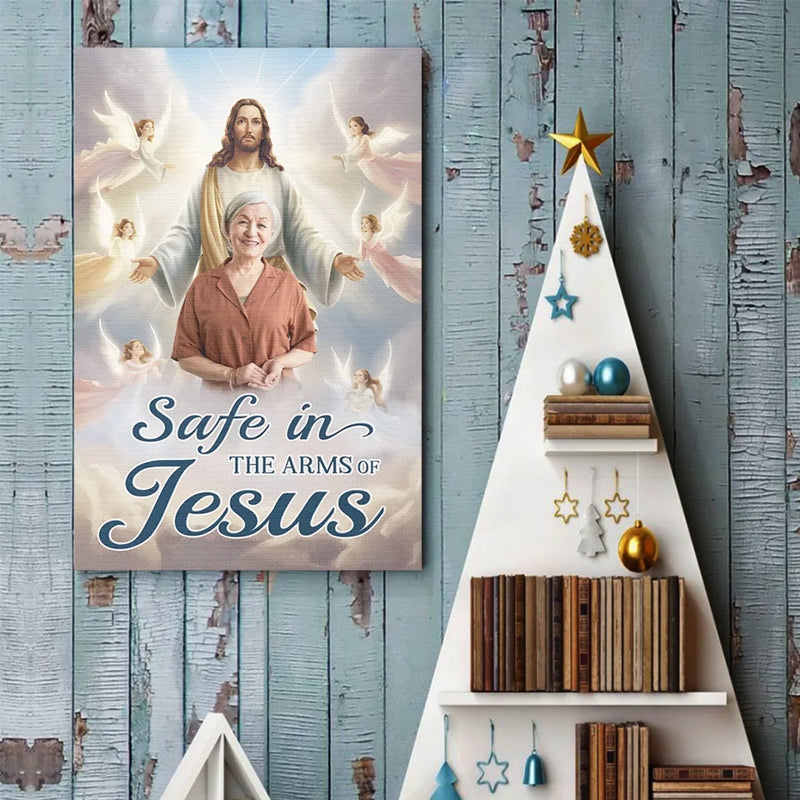 Custom Photo Resting With God, Remembered With Love - Memorial Personalized Custom Vertical Poster - Sympathy Gift For Family Members