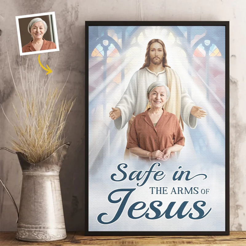 Custom Photo Wrapped In God’s Love, Held In My Heart - Memorial Personalized Custom Vertical Poster - Sympathy Gift For Family Members