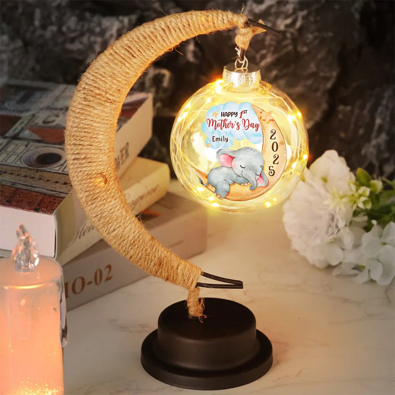Our First Gift, Our Forever Love - Family Personalized Custom Moon Lamp Light - Mother's Day, Baby Shower Gift, Gift For First Mom