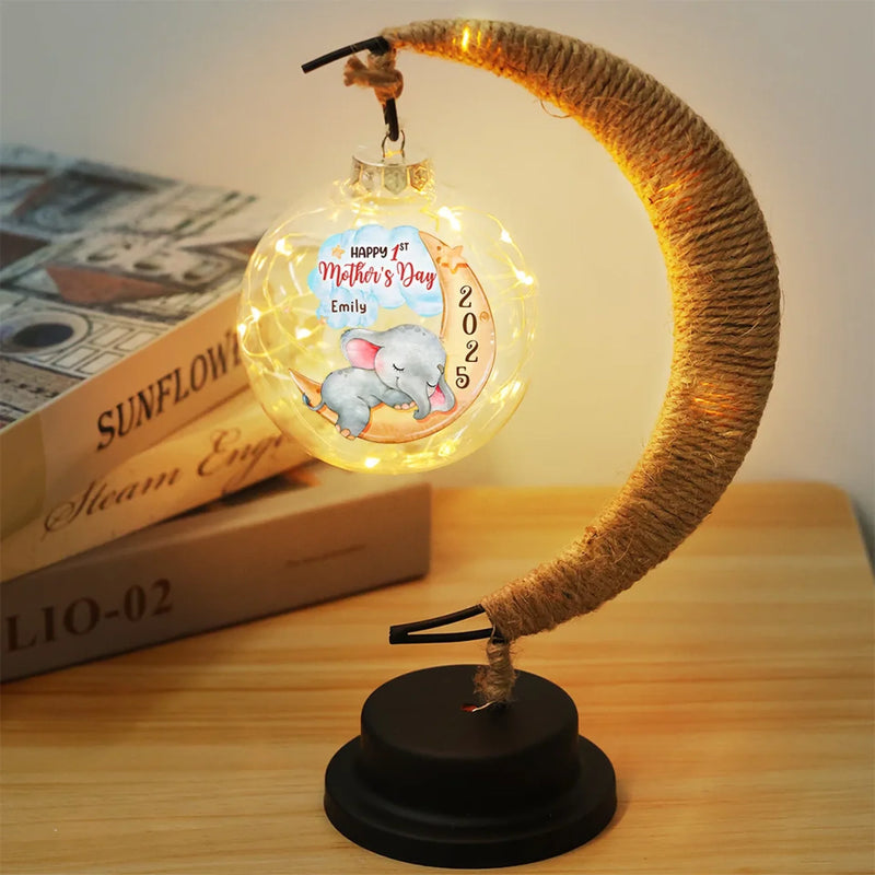 Our First Gift, Our Forever Love - Family Personalized Custom Moon Lamp Light - Mother's Day, Baby Shower Gift, Gift For First Mom