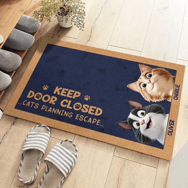 Please Close The Door, The Cat Has Plans - Cat Personalized Custom Home Decor Decorative Mat - House Warming Gift For Pet Owners, Pet Lovers