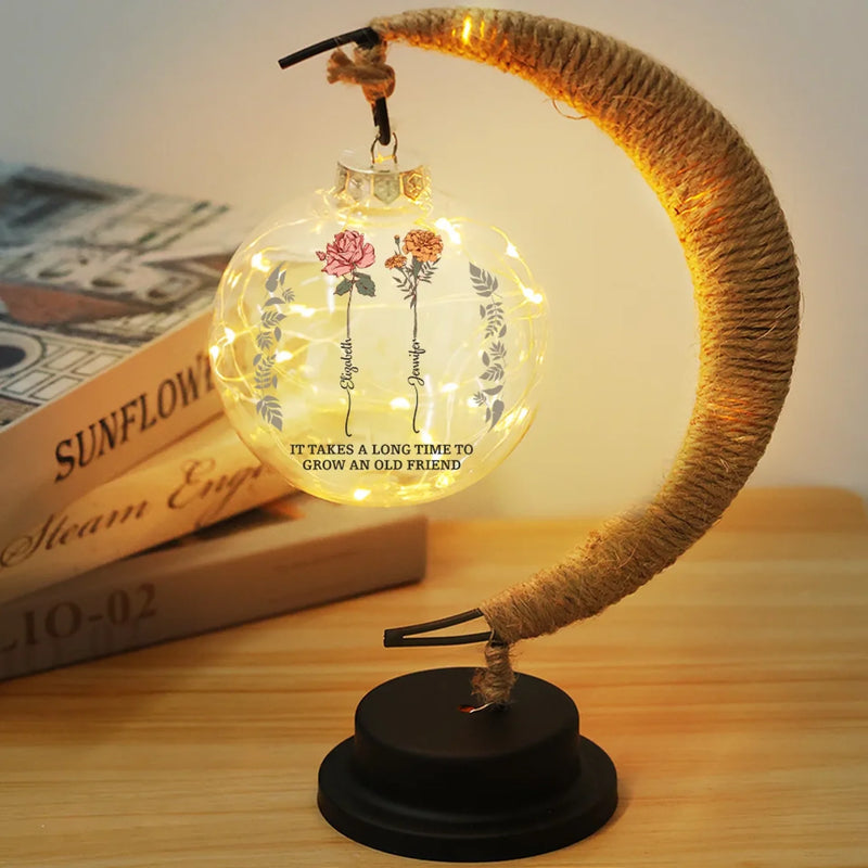Double The Trouble, Twice The Fun - Bestie Personalized Custom Moon Lamp Light - Gift For Best Friends, BFF, Sisters