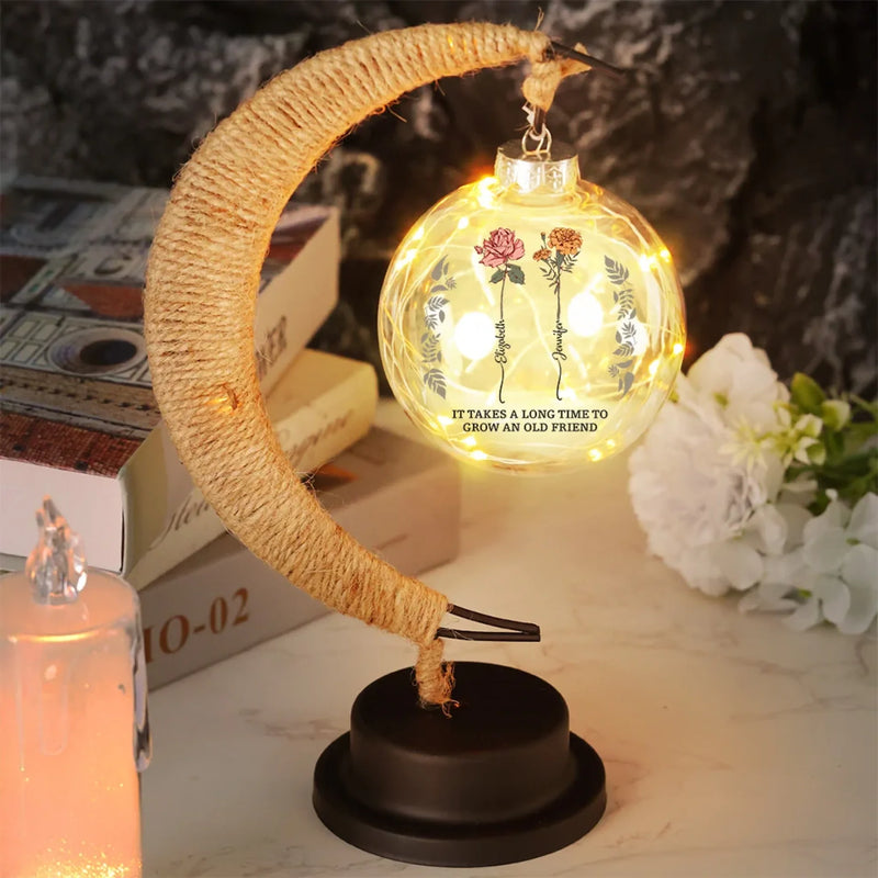 Double The Trouble, Twice The Fun - Bestie Personalized Custom Moon Lamp Light - Gift For Best Friends, BFF, Sisters