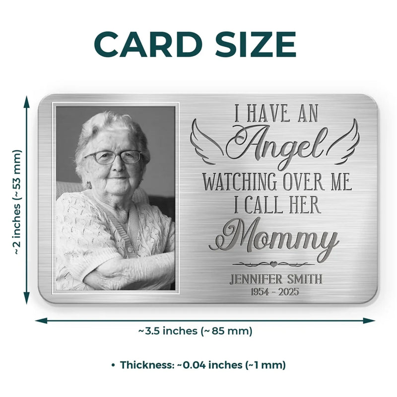 Custom Photo Gone But Never Far From My Heart - Memorial Personalized Custom Aluminum Wallet Card - Sympathy Gift For Family Members