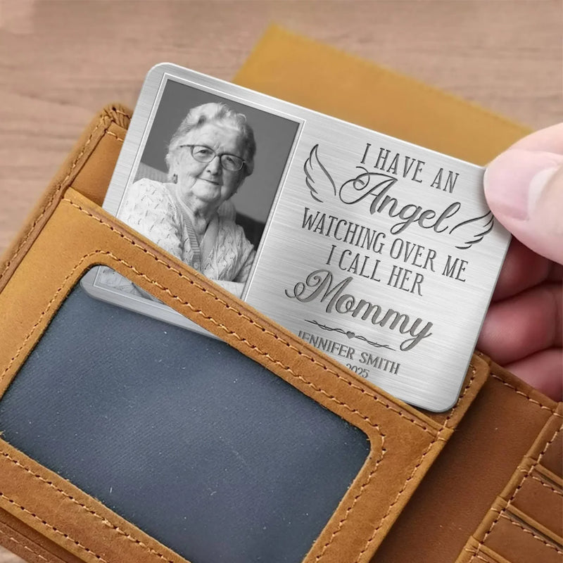Custom Photo Gone But Never Far From My Heart - Memorial Personalized Custom Aluminum Wallet Card - Sympathy Gift For Family Members