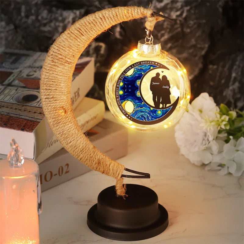 Forever Yours, In This Life And Beyond - Couple Personalized Custom Moon Lamp Light - Gift For Husband Wife, Anniversary