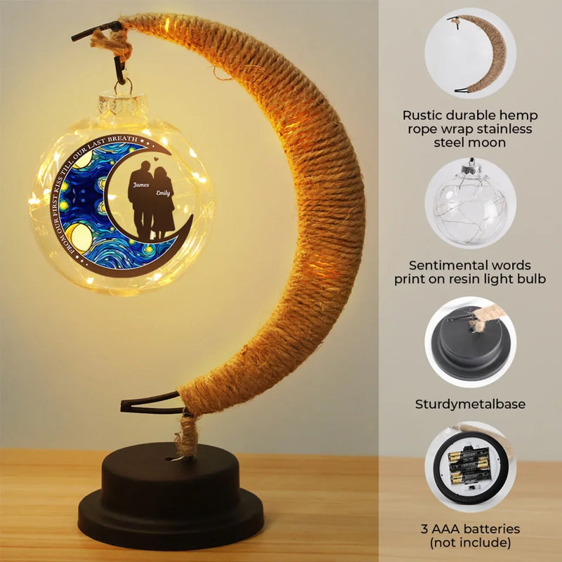 Forever Yours, In This Life And Beyond - Couple Personalized Custom Moon Lamp Light - Gift For Husband Wife, Anniversary