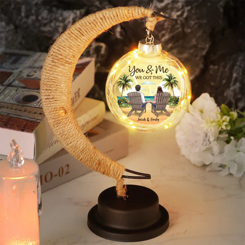 Two Souls, One Love, Forever Intertwined - Couple Personalized Custom Moon Lamp Light - Gift For Husband Wife, Anniversary
