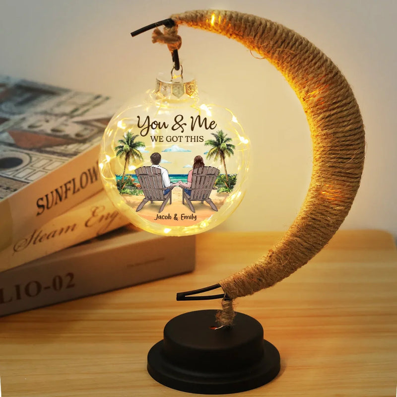 Two Souls, One Love, Forever Intertwined - Couple Personalized Custom Moon Lamp Light - Gift For Husband Wife, Anniversary