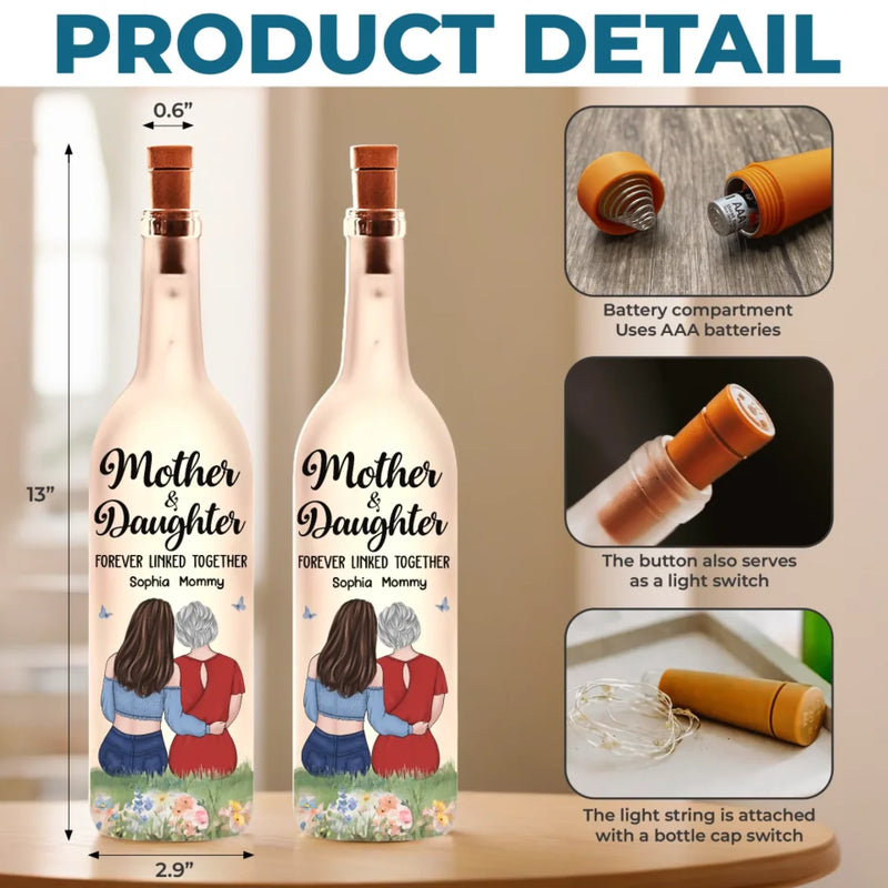 Mom Taught Me Everything - Family Personalized Custom Bottle Lamp - Gift For Mom, Daughter