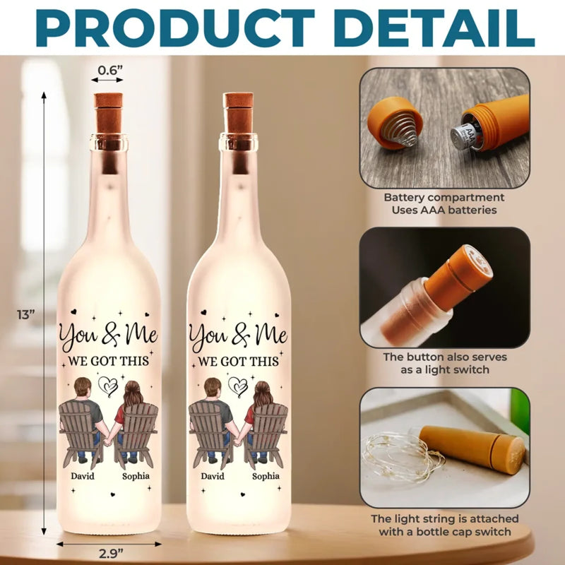 My Heart Found Its Match In You - Couple Personalized Custom Bottle Lamp - Gift For Husband Wife, Anniversary