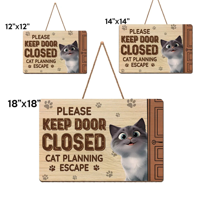 Plotting My Great Escape - Cat Personalized Custom Home Decor Wood Sign - House Warming Gift For Pet Owners, Pet Lovers