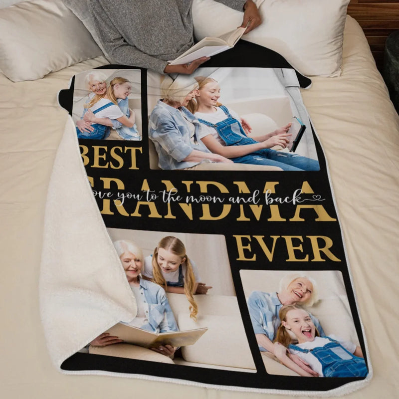 Custom Photo Best Granny Ever - Family Personalized Custom Blanket - Gift For Grandma, Grandkid