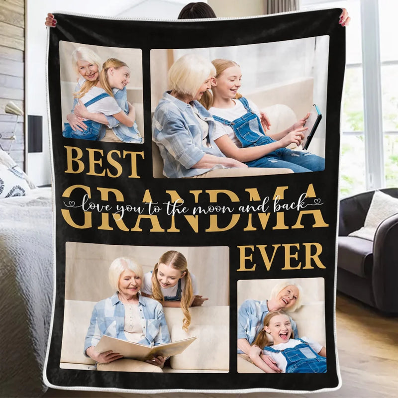 Custom Photo Best Granny Ever - Family Personalized Custom Blanket - Gift For Grandma, Grandkid