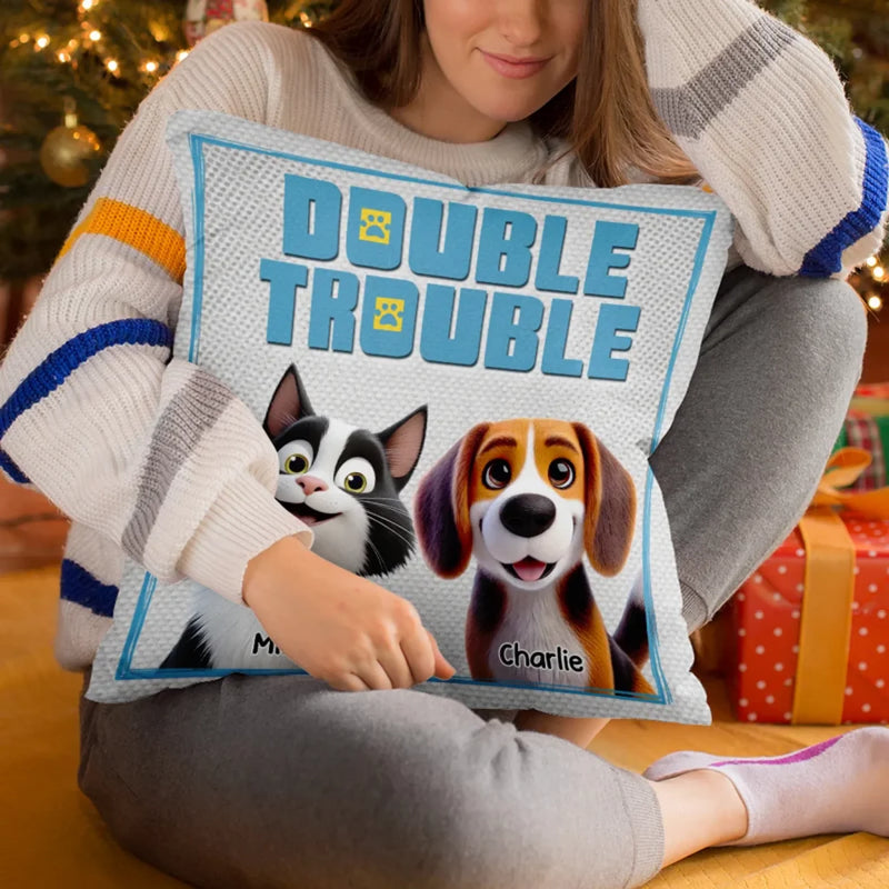 Tiny Paws, Big Trouble - Dog & Cat Personalized Custom Pillow - Gift For Pet Owners, Pet Lovers