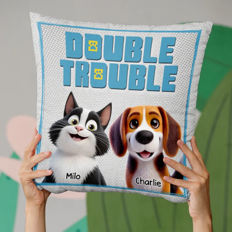 Tiny Paws, Big Trouble - Dog & Cat Personalized Custom Pillow - Gift For Pet Owners, Pet Lovers