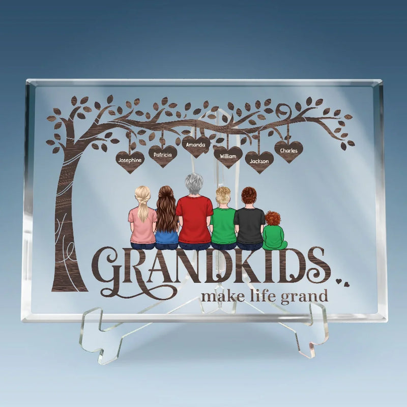 Grandma’s Love Is Forever - Family Personalized Custom Rectangle Shaped Acrylic Plaque - Gift For Mom, Grandma