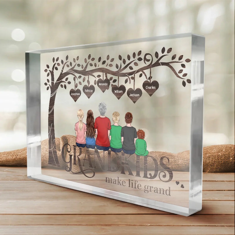 Grandma’s Love Is Forever - Family Personalized Custom Rectangle Shaped Acrylic Plaque - Gift For Mom, Grandma