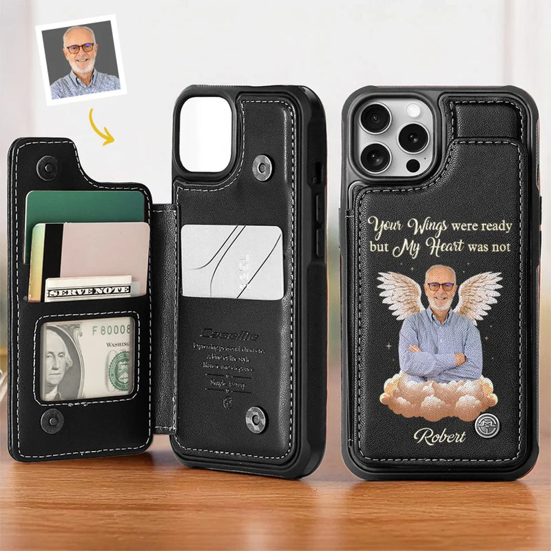 Custom Photo I Will Carry You With Me Until I See You Again - Memorial Personalized Custom Leather Flip Wallet Phone Case - Sympathy Gift For Family Members