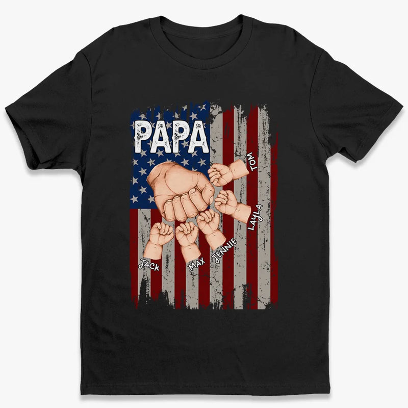 Built By Dad, Inspired By Grandpa - Family Personalized Custom Unisex T-Shirt, Premium T-shirt, Hoodie - Father's Day Gift For Dad, Grandpa