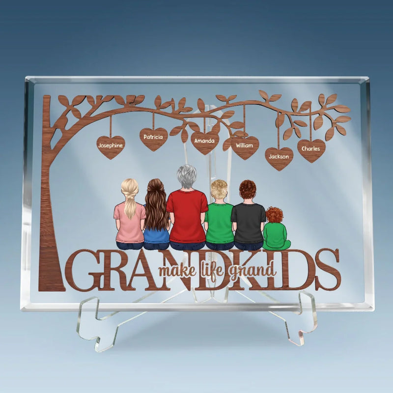Grandkids Fill Life With Love And Laughter - Family Personalized Custom Rectangle Shaped Acrylic Plaque - Gift For Mom, Grandma
