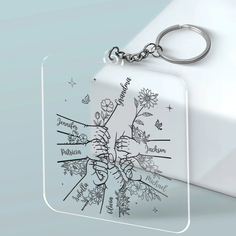 Grandma’s Love, Forever Near - Family Personalized Custom Shaped Acrylic Keychain - Gift For Mom, Grandma