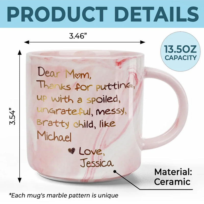 A Big Thank You, Mom - Family Personalized Custom Marble Mug - Gift For Mom, Grandma