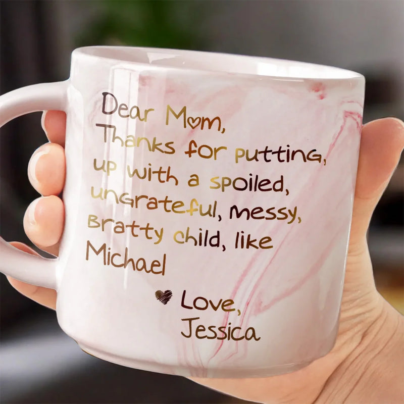 A Big Thank You, Mom - Family Personalized Custom Marble Mug - Gift For Mom, Grandma