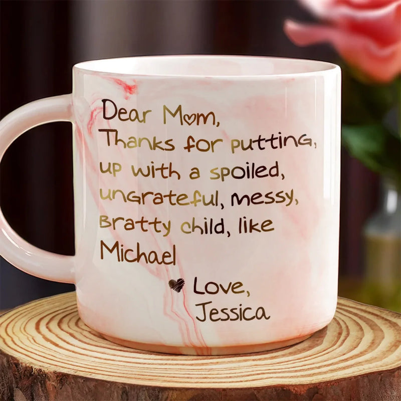 A Big Thank You, Mom - Family Personalized Custom Marble Mug - Gift For Mom, Grandma