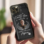 Custom Photo Leather Flip Wallet Phone Case - Personalized Memorial Sympathy Gifts For Dad, Grandpa - I’ll See You In My Dreams Until Then