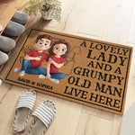A Lovely Lady And A Grumpy Old Man Live Here - Couple Personalized Custom Home Decor Decorative Mat - House Warming Gift For Couple, Husband, Wife