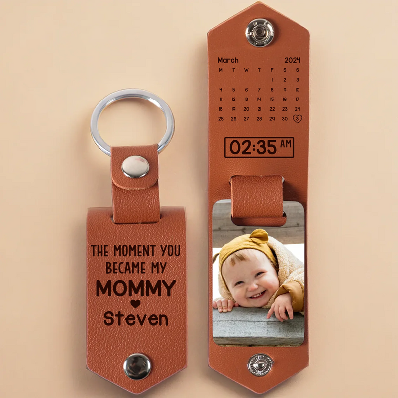 Custom Photo I Have The Best Mom Ever - Family Personalized Custom Engraved Leather Keychain - Mother's Day, Baby Shower Gift, Gift For First Mom