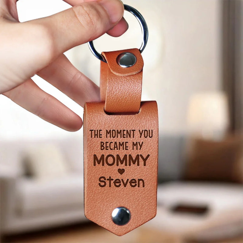 Custom Photo I Have The Best Mom Ever - Family Personalized Custom Engraved Leather Keychain - Mother's Day, Baby Shower Gift, Gift For First Mom