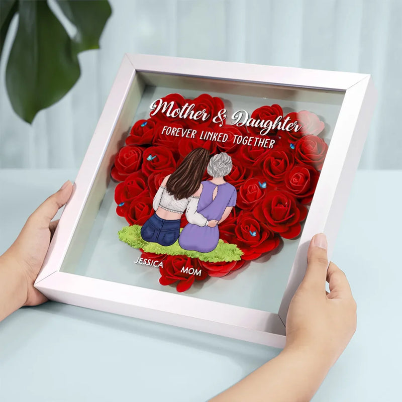 The Bond We Share Is My Greatest Gift - Family Personalized Custom Flower Shadow Box - Gift For Mom, Grandma
