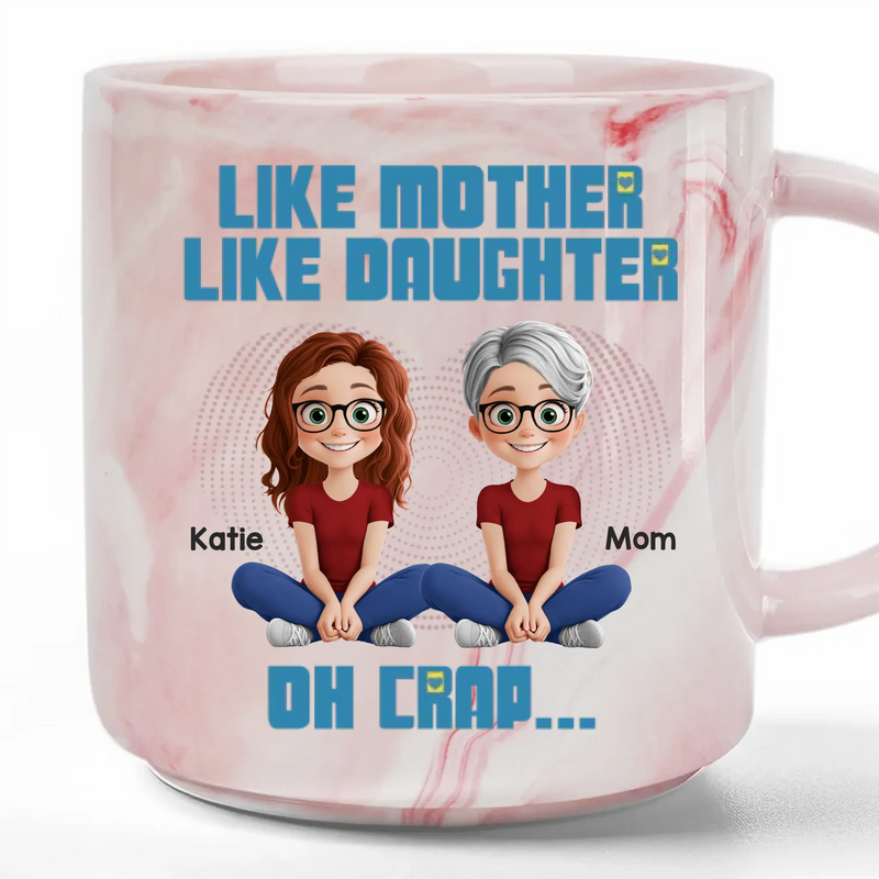 A Tiny Version Of Mom - Family Personalized Custom Marble Mug - Gift For Mom, Daughter