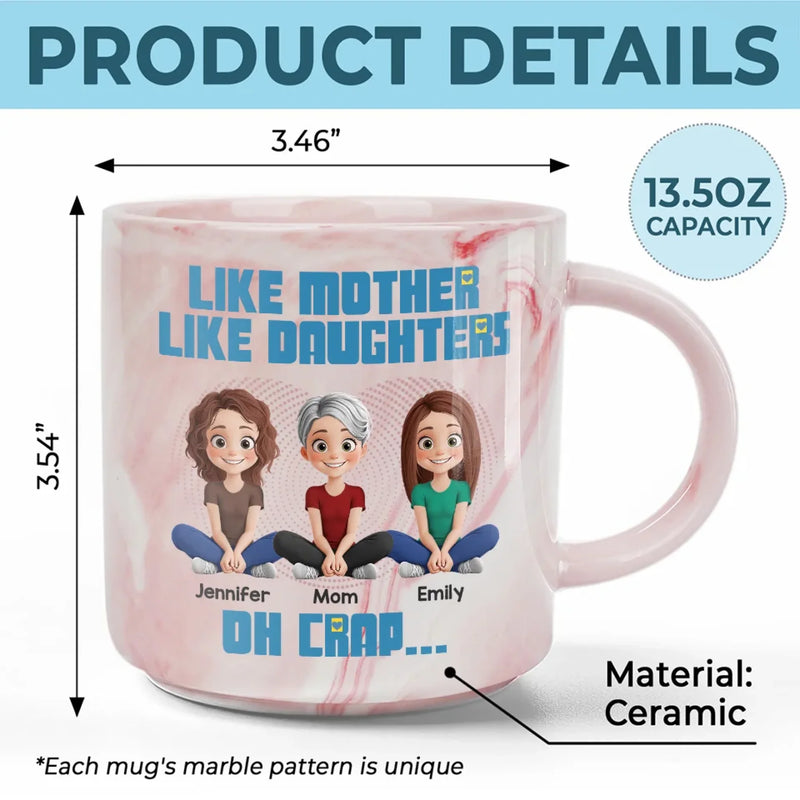 A Tiny Version Of Mom - Family Personalized Custom Marble Mug - Gift For Mom, Daughter