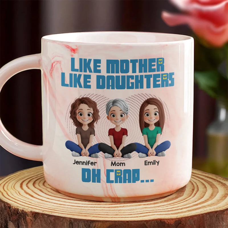 A Tiny Version Of Mom - Family Personalized Custom Marble Mug - Gift For Mom, Daughter