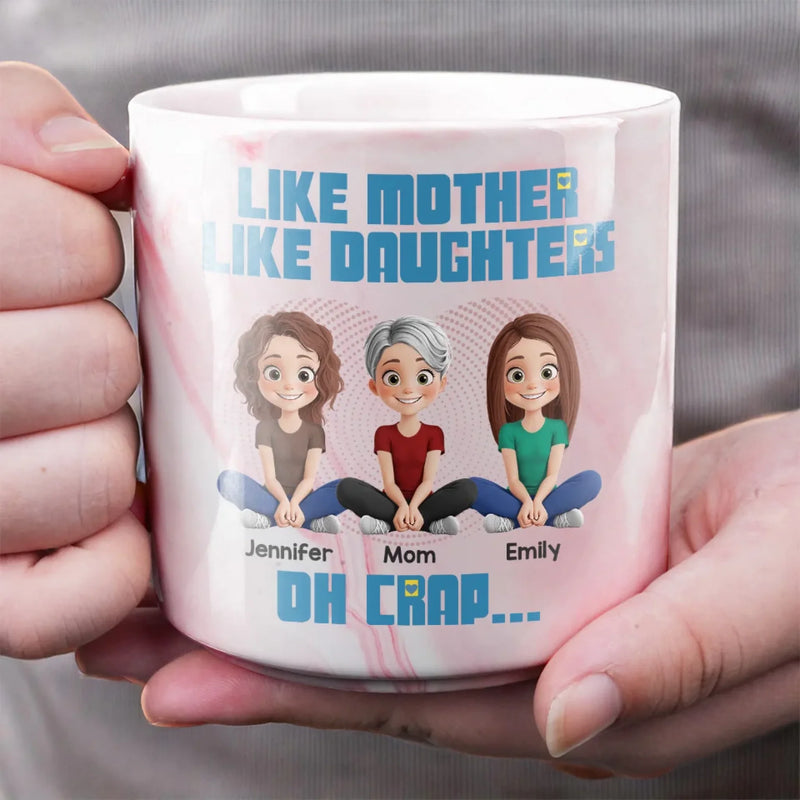 A Tiny Version Of Mom - Family Personalized Custom Marble Mug - Gift For Mom, Daughter